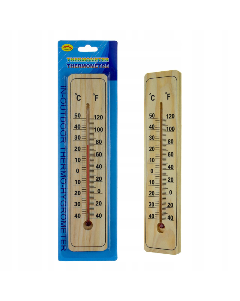 Termometr domowy uniwersalny drewniany -40°C - +50°C (skala °C °F)