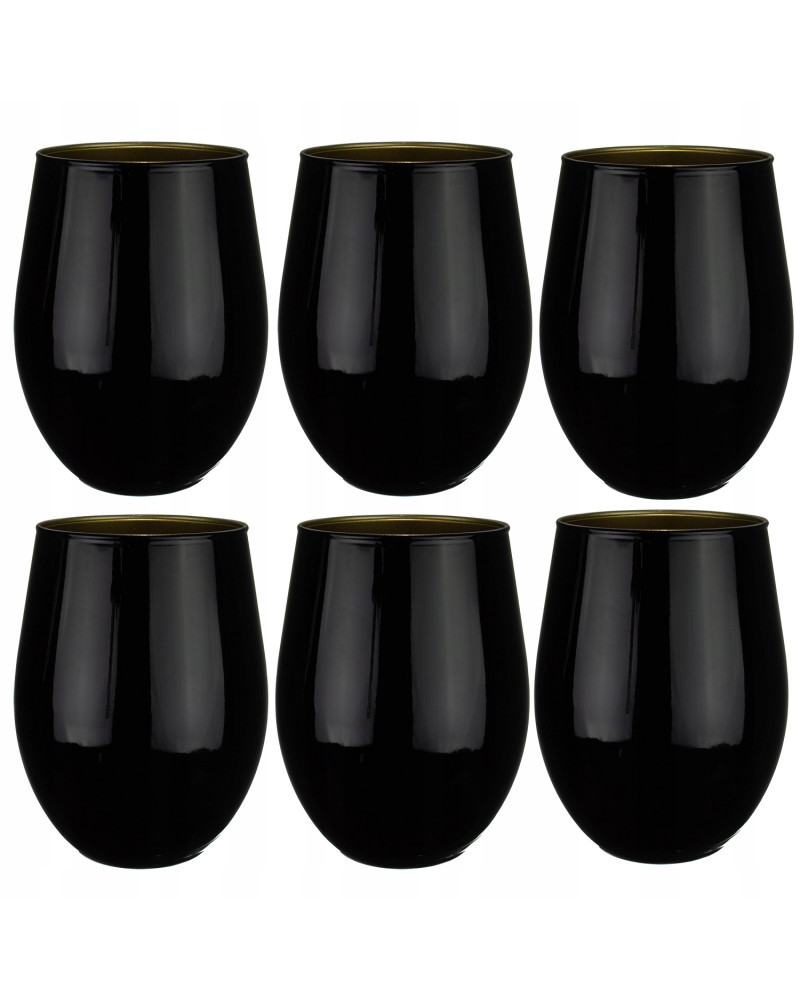 Szklanki do napojów i drinków Phoebe BLACK & GOLD 580 ml komplet 6 sztuk