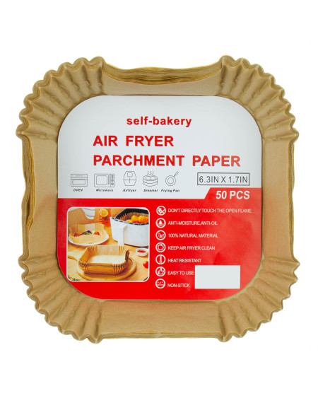Papierowy kwadratowy wkład do pieczenia AIR FRYER zestaw 50 szt