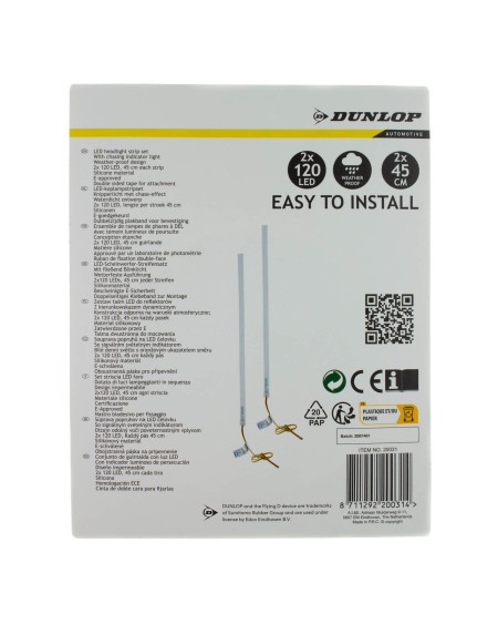 Zestaw samoprzylepnych listew LED z kierunkowskazem dynamicznym DUNLOP