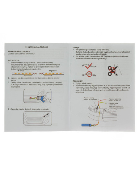 Zestaw samoprzylepnych listew LED z kierunkowskazem dynamicznym DUNLOP