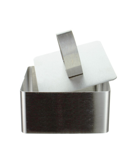Metalowa foremka z tłoczkiem do formowania potraw kwadratowa 8 x 8 x 4 cm
