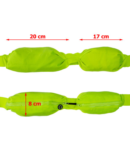 Pasek do biegania z podwójną saszetką nerka na telefon i klucze YELLOW FLUO
