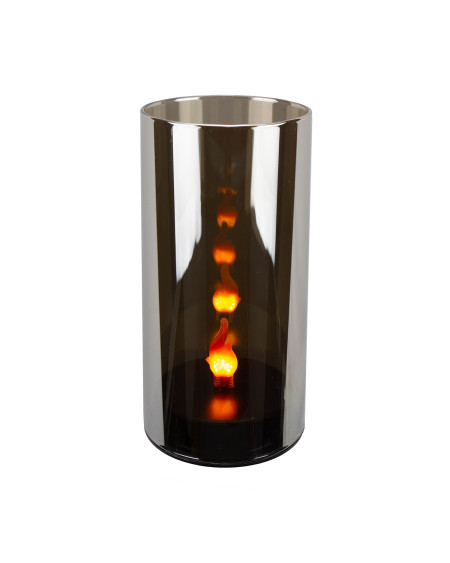 Lustrzany okrągły znicz LED 3D na baterie z drgającym płomieniem 15 x 7 cm