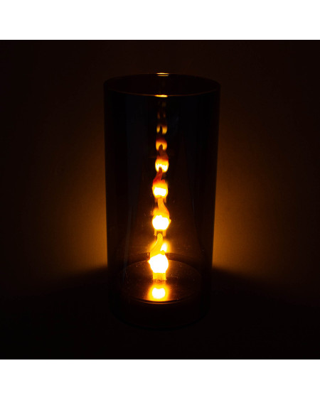Lustrzany okrągły znicz LED 3D na baterie z drgającym płomieniem 15 x 7 cm