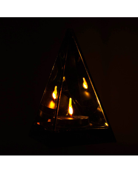Lustrzany znicz LED 3D na baterie z drgającym płomieniem 20x12x12 cm