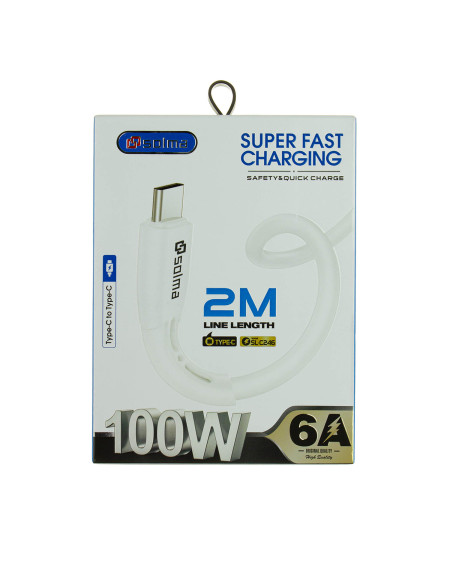 Kabel do szybkiego ładowania USB-C do USB-C 100W 6A 2m Super Fast Charging