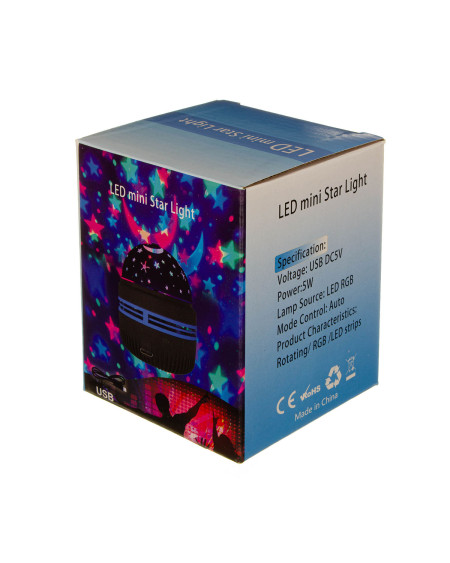 Obrotowy rzutnik projektor gwiazd RGB - lampka nocna LED zasilanie USB