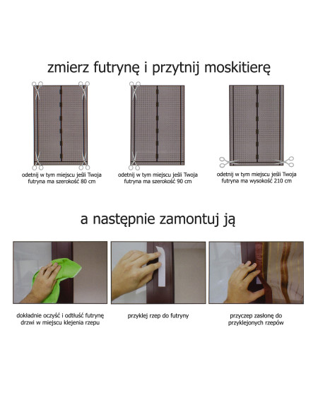 Moskitiera magnetyczna na drzwi balkonowe włókno szklane 100 x 220 czarna