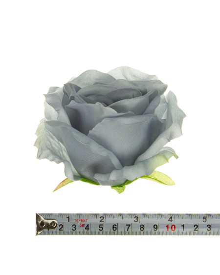 Sztuczny kwiat róży jasno szary 10 cm do wyrobu dekoracji florystycznych