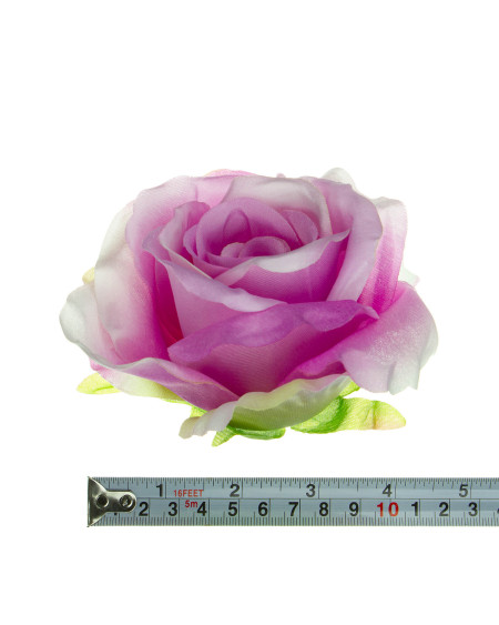 Sztuczny kwiat róży 10 cm różowy do wyrobu dekoracji florystycznych