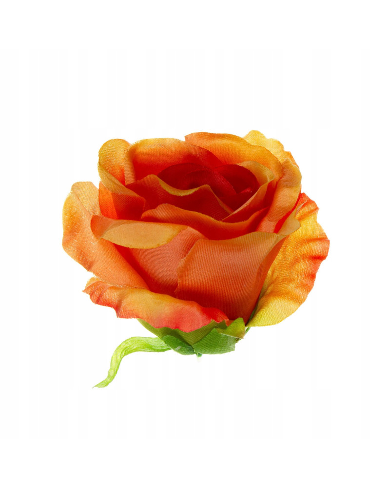 Sztuczny kwiat róży 10 cm pomarańczowy do wyrobu dekoracji florystycznych