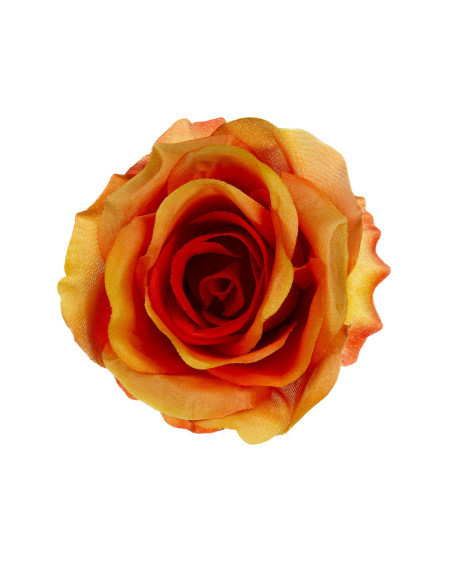 Sztuczny kwiat róży 10 cm pomarańczowy do wyrobu dekoracji florystycznych