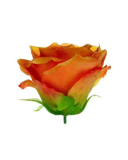 Sztuczny kwiat róży 10 cm pomarańczowy do wyrobu dekoracji florystycznych
