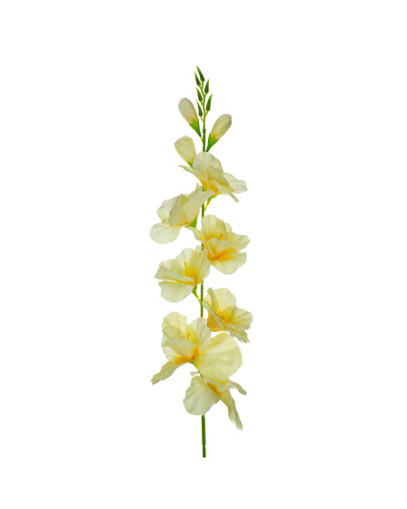 Mieczyk gladiola sztuczna gałązka ozdobna 80 cm jasno żółte kwiaty