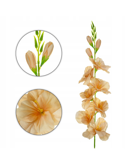 Mieczyk gladiola sztuczna gałązka ozdobna 80 cm łososiowe kwiaty