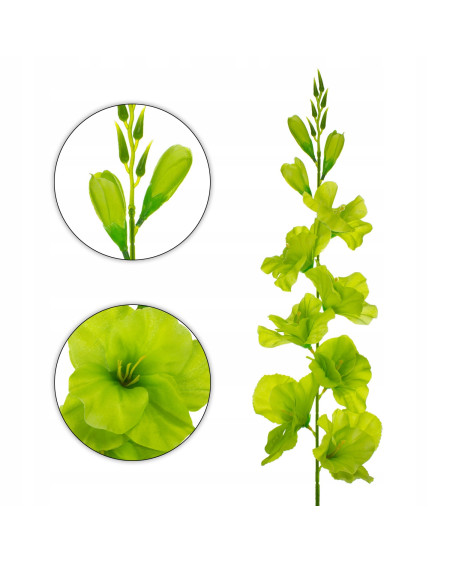 Mieczyk gladiola sztuczna gałązka ozdobna 80 cm jasno zielone kwiaty