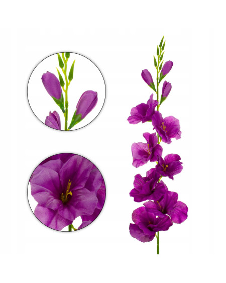 Mieczyk gladiola sztuczna gałązka ozdobna 80 cm fioletowe kwiaty