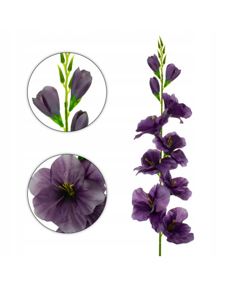 Mieczyk gladiola sztuczna gałązka ozdobna 80 cm wrzosowe kwiaty