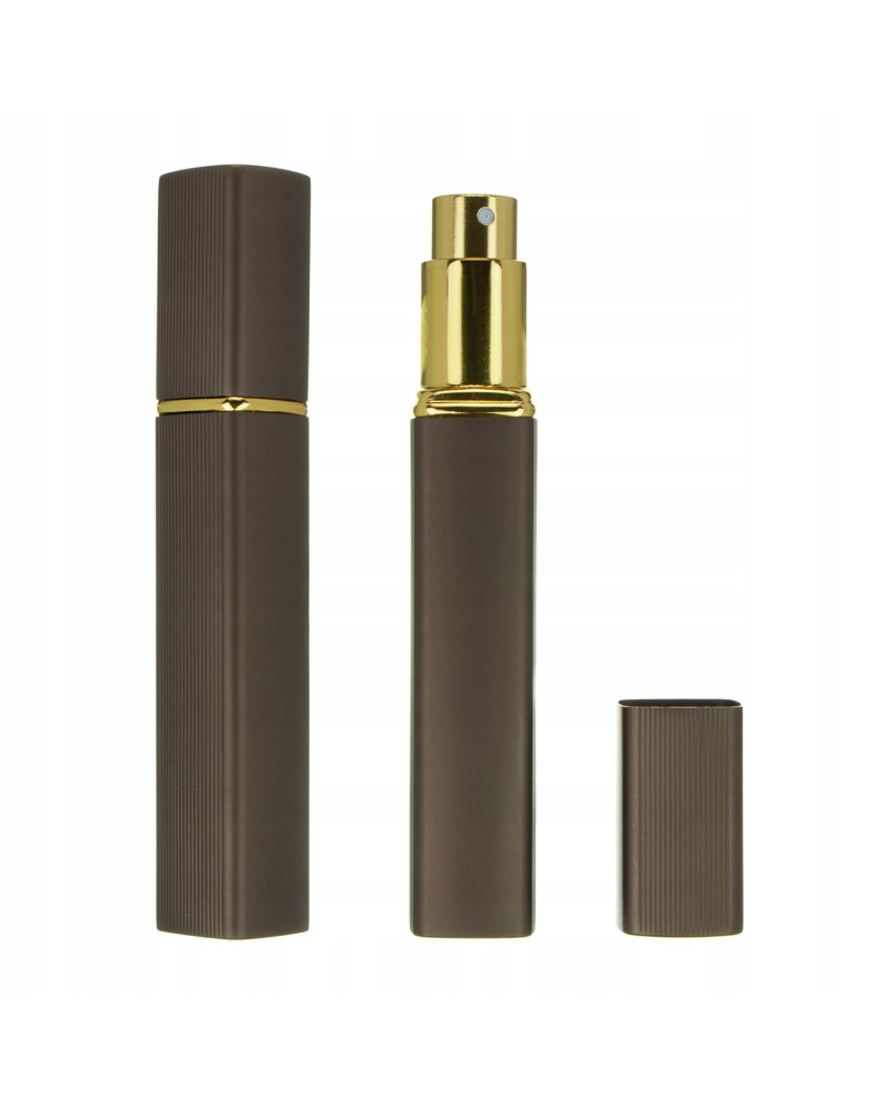 Atomizer podróżny do perfum 12 ml - brązowe aluminiowe etui 1 sztuka