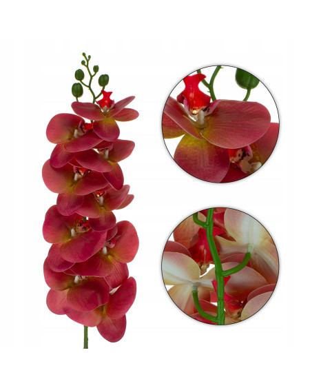 Storczyk orchidea sztuczna gałązka ozdobna 100 cm 9 kwiatów brudny róż