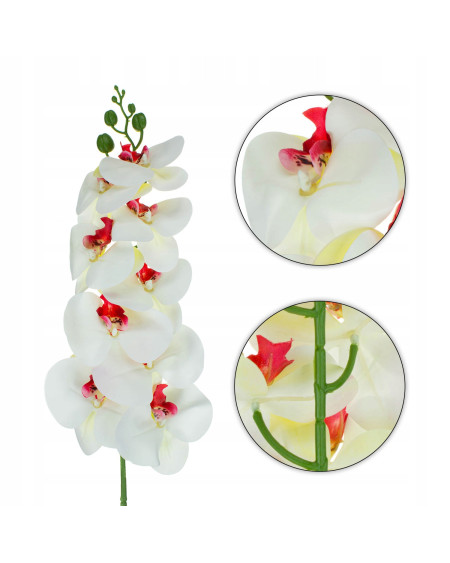 Storczyk orchidea sztuczna gałązka ozdobna 100 cm 9 kwiatów kolor biały