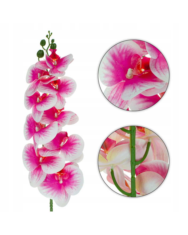 Storczyk orchidea sztuczna gałązka ozdobna 100 cm 9 kwiatów biało różowy