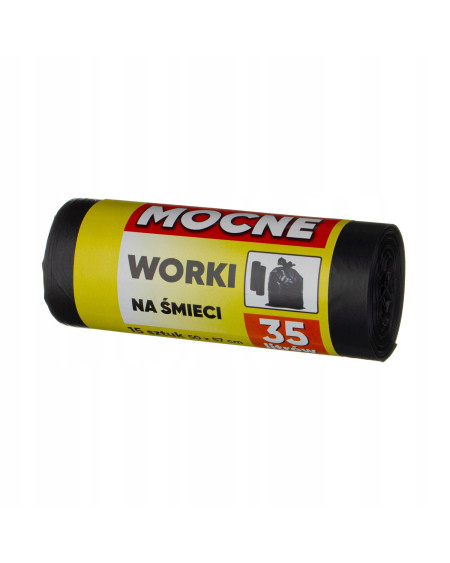 Worki na śmieci LDPE 35 litrów (50 x 57 cm) mocne czarne 15 sztuk