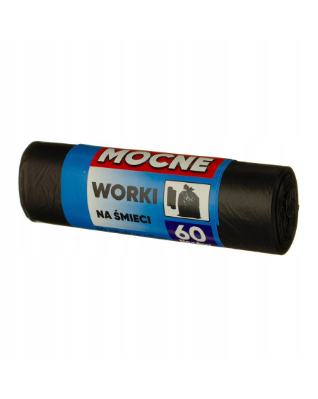 Worki na śmieci LDPE 60 litrów (60 x 72 cm) mocne czarne 10 sztuk