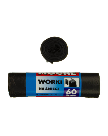 Worki na śmieci LDPE 60 litrów (60 x 72 cm) mocne czarne 10 sztuk