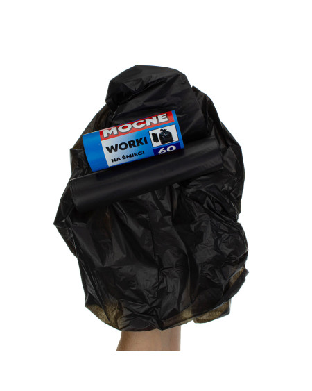 Worki na śmieci LDPE 60 litrów (60 x 72 cm) mocne czarne 10 sztuk