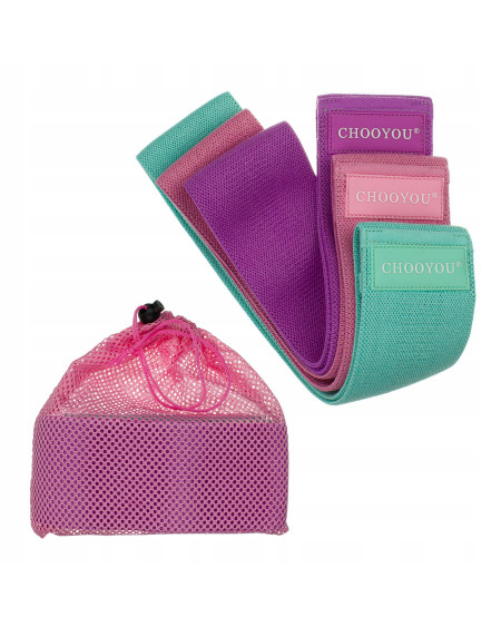 Elastyczne taśmy oporowe HIP BAND do ćwiczeń 38 x 8 cm - zestaw 3 sztuki