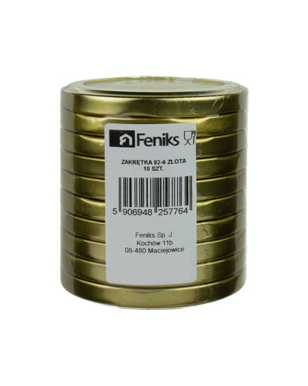 Zakrętki do słoików FENIKS z klikiem (6 zaczepów Φ 82 mm) zestaw 10 sztuk
