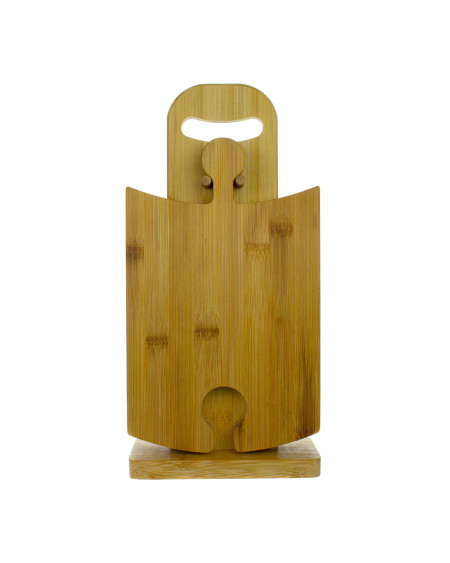 Bambusowe deski puzzle do serwowania potraw - zestaw 4 sztuki na stojaku